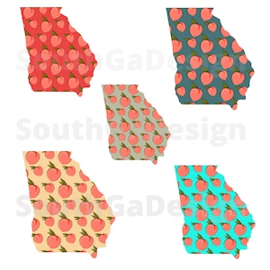 Vintage Retro Georgia State Peach Bundle, PNG perfect for stickers, cards, and shirt designs