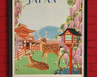 Vintage Japan Travel Poster Circa 1930's, Digital Download