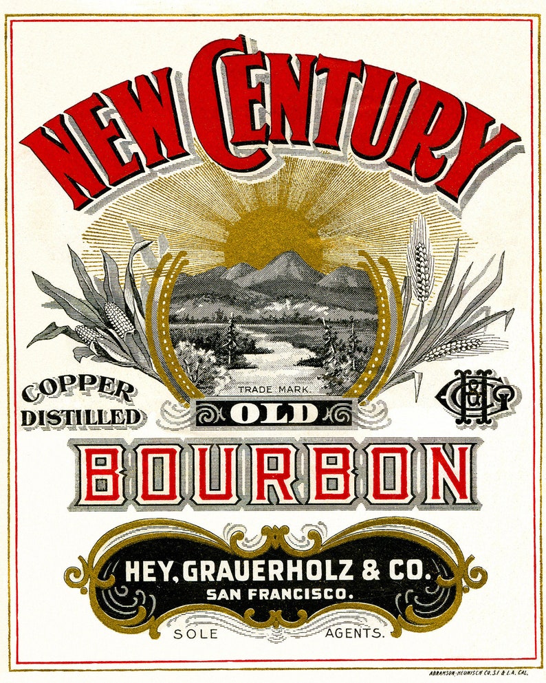 Vintage Alcohol Trademark Image New Century Old Bourbon Etsy