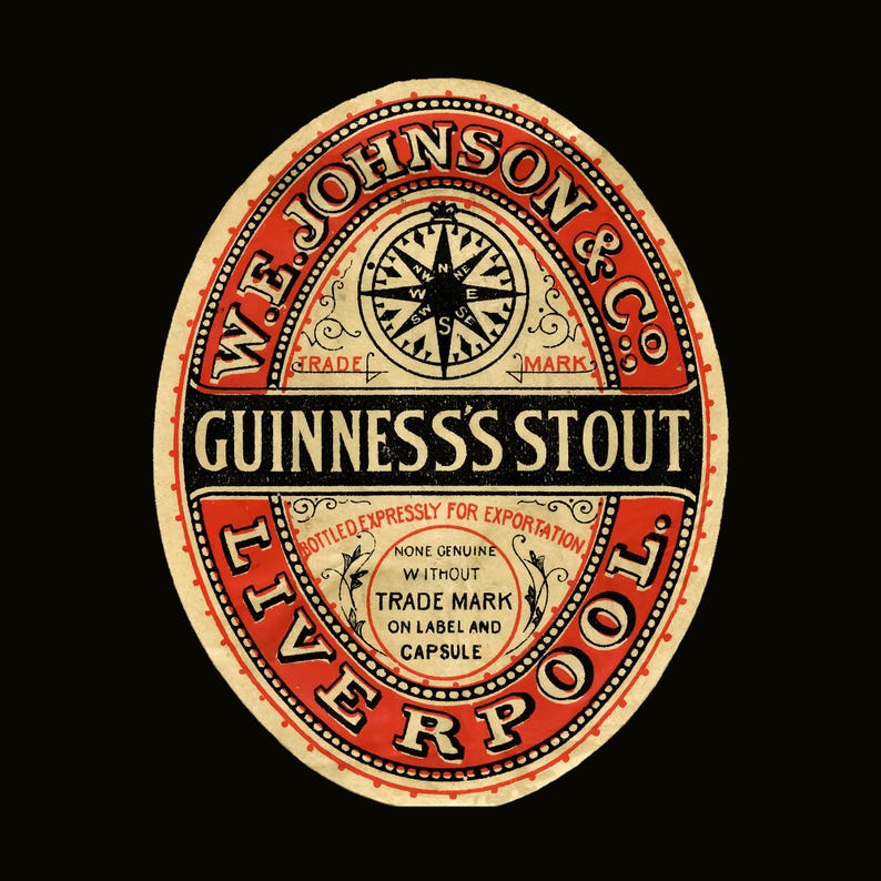 Imágenes de la marca Guinness Stout vintage: Publicidad de alcohol restaurada (descarga digital) imagen 2