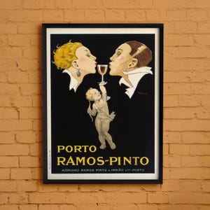 Vintage Weinplakat von Porto Ramos-Pinto französischer Wein von Rene Vincent, digitaler Download, Vintage Wandkunst, 1920er Jahre, digitaler Download