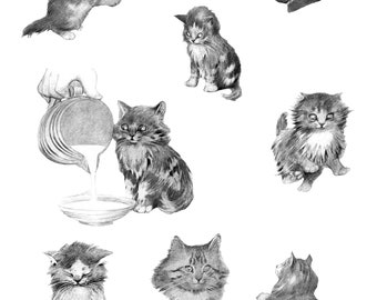 Vintage Kitten Clip Art, Immediate Digital Download, Great for Craft Projects, Cards, Collage, and So Much More