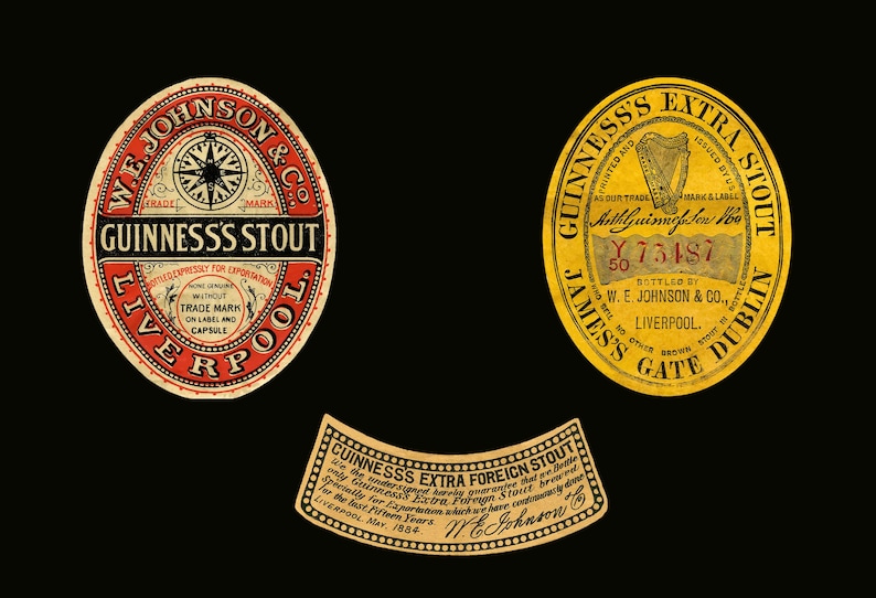 Imágenes de la marca Guinness Stout vintage: Publicidad de alcohol restaurada (descarga digital) imagen 1