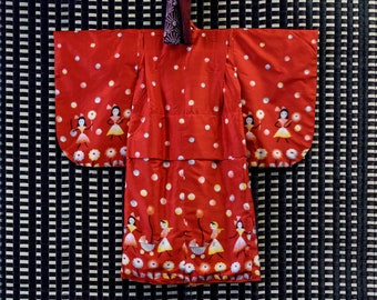 Vintage OK Kids Festive Happy Family Meisen Childs Kimono