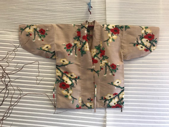 Vintage Silk Meisen Cherry Blossom Haori Kimono