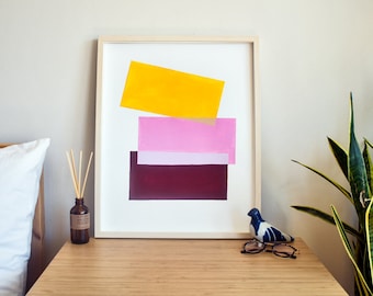 Saturated blocks — midcentury art, midcentury modern art, minimalist art, minimalist painting, colorful art, color block painting