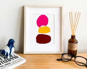 Autumn blobs — Midcentury art, minimalist painting, colorful abstract art, minimal home decor, geometric art