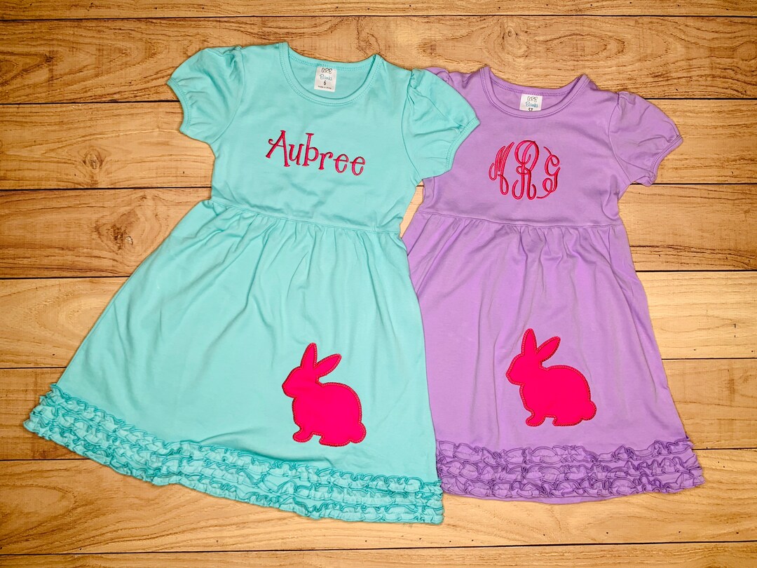 Personalized Easter Bunny Dress for Girls Spring Egg Hunt Etsy