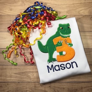 Dinosaur T-Rex Birthday 1st 2nd 3rd 4th 5th 6th 7th 8th 9th Personalized Embroidered Shirt