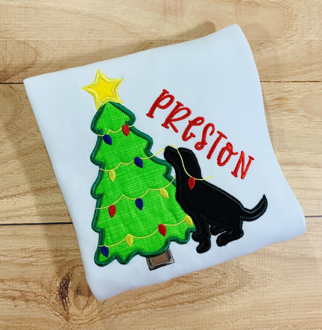 Personalized Christmas Tree and Dog Shirt Embroidered Etsy
