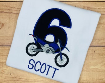 Dirt bike Boys birthday shirt - personalized shirt for boys - any age - motor bike party - motor cross racing