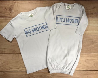 Big Brother Little Brother Faux Smocked Embroidered Shirt - Sibling Set - Coming Home from hospital outfits - new baby - Matching siblings