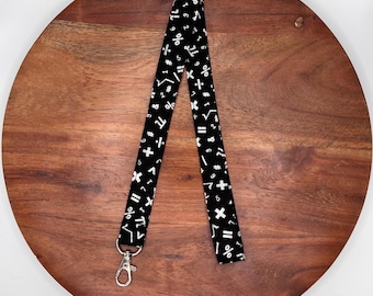 Math Lanyards, Teacher Gift, School, Elementary, STEM, Keychain, Key Fob, Wristlet, ID Badge Holder, Back to School, Breakaway