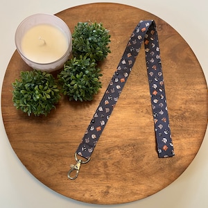 Cat Fabric Lanyard, Plum, Purple, Tabby, Tuxedo, Orange, Kitten, ID Badge Holder, Keychain, Key Fob, Wristlet, Teacher Gift, Breakaway