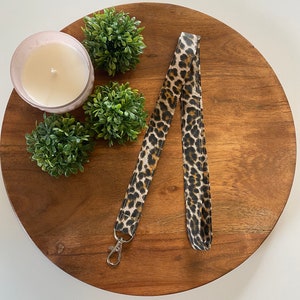 Brown Leopard Cheetah Animal Print Fabric Lanyard, ID Badge Holder, Key Fob, Keychain, Teacher Gift, Breakaway
