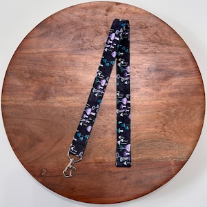 Magical Mushroom Fabric Lanyard, Flowers, Boho, Cottagecore, ID Badge Holder, Key Fob, Keychain, Teacher Gift, Breakaway