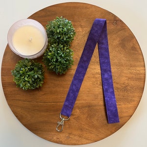 Purple Tonal Fabric Lanyard, Violet, Keychain, Key Fob, Wristlet, ID Badge Holder, Teacher Gift, Breakaway