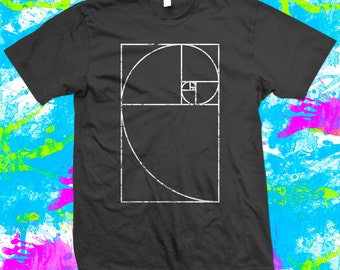 Fibonacci Spiral Mathematics Geek - T Shirt - 4 colour options - Small to 3XL