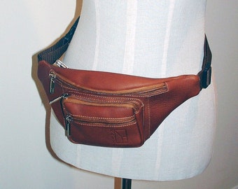 Genuine Leather Waist Bag Hip Bag Fanny pack Belt Bag Festival bag Made with Full Grain Leather by Katz Leather in Tan color