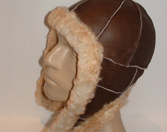 Harssidanzar Cappello Da Aviatore In Pelle Per Uomo E Donna Cappello Invernale In Pelle Di - Foto 4