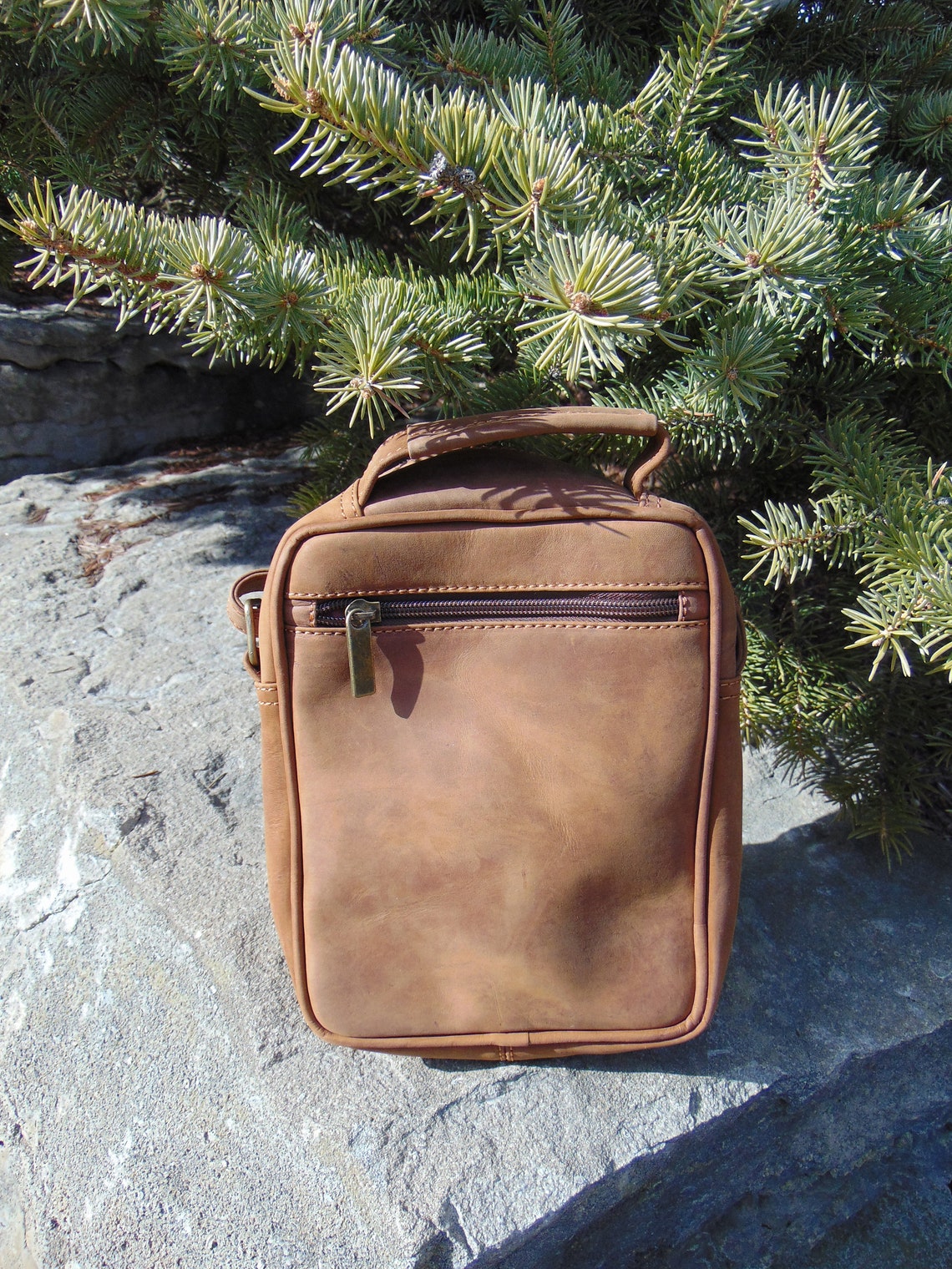 Small Genuine Leather Crossbody Bag Camel Color Unisex Small Etsy Denmark