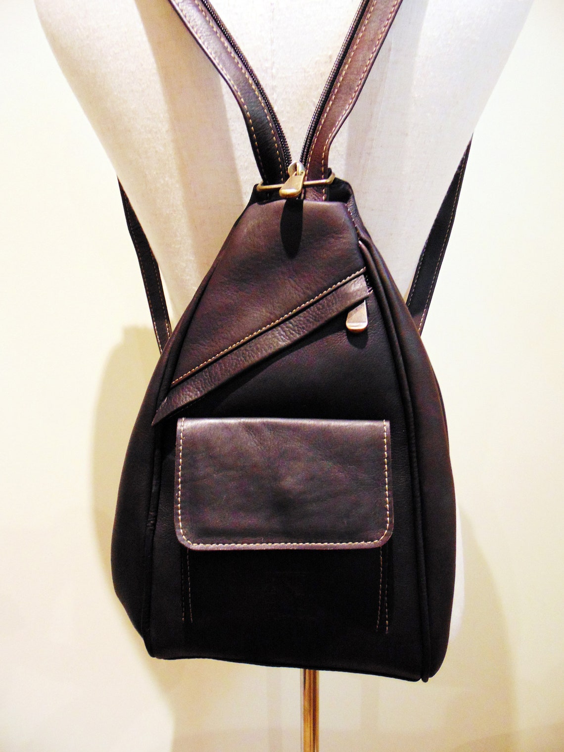 small brown leather backpack womens