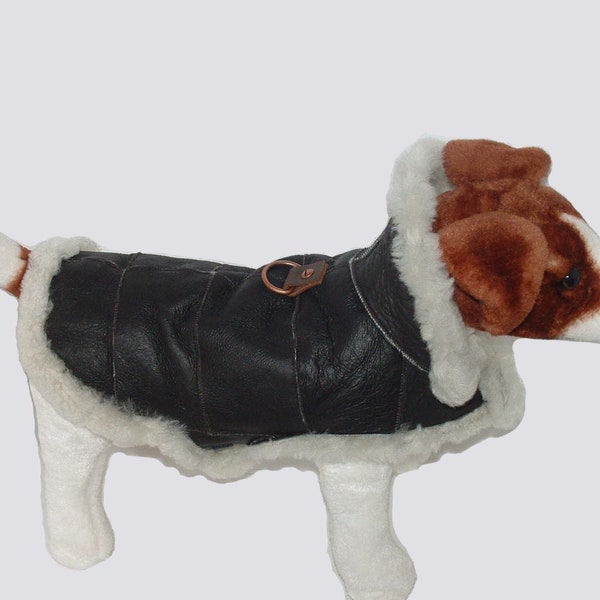 Genuine Sheepskin Dog Coat - Real shearling handmade. Dog jacket made with the sheepskin and sheep wool by Ben Katz - Katz Leather