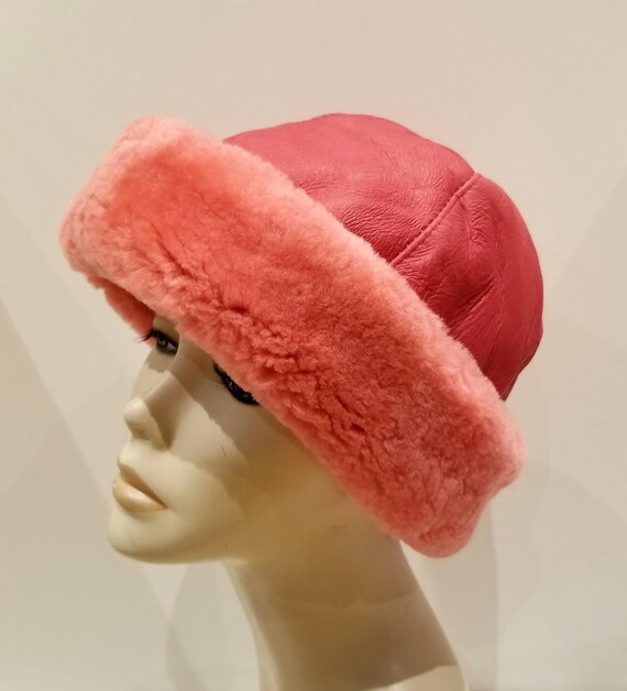NEW!Brown Vintage Retro Round Sheepskin Shearling Fur Hat Real KATZ Leather warm 
