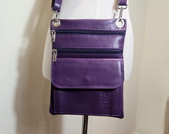 Pequeño Bolso Bandolera de Cuero Negro Genuino por Katz. Cartera Hecha a Mano, Bolso Mensajero de Cuero