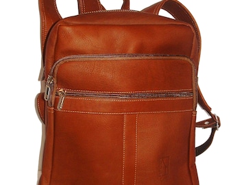 Genuine Leather Backpack, SUPER LIGHT and SOFT, Unisex , color Tan, Handmade by Ben Katz Free Shipping to United States and Canada.