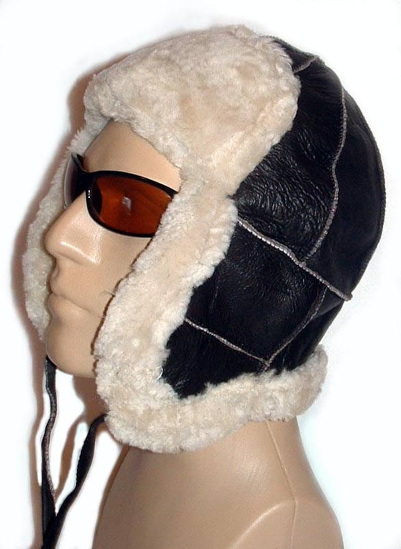 Sheepskin shearling aviator hat Etsy