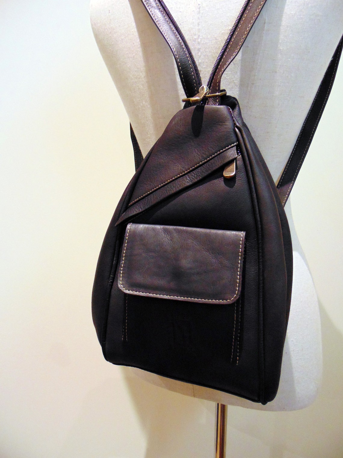 small brown leather backpack womens