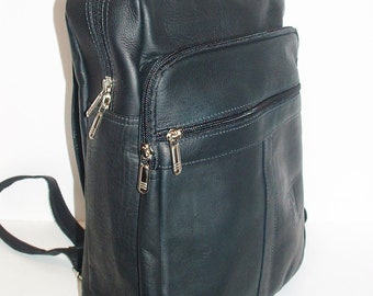 roots black leather backpack
