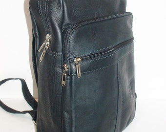 Genuine Leather Backpack, SUPER LIGHT and SOFT, Unisex , color Black, Handmade by Ben Katz Free Shipping to United States and Canada.