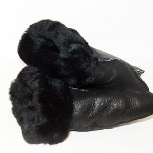 Warm Black Sheepskin shearling Mittens Handmade choose size