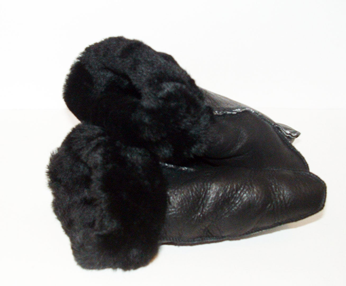 NEW HANDMADE MENS Black REAL SHEARLING SHEEPSKIN MITTENS MITTS GLOVES SIZE XL