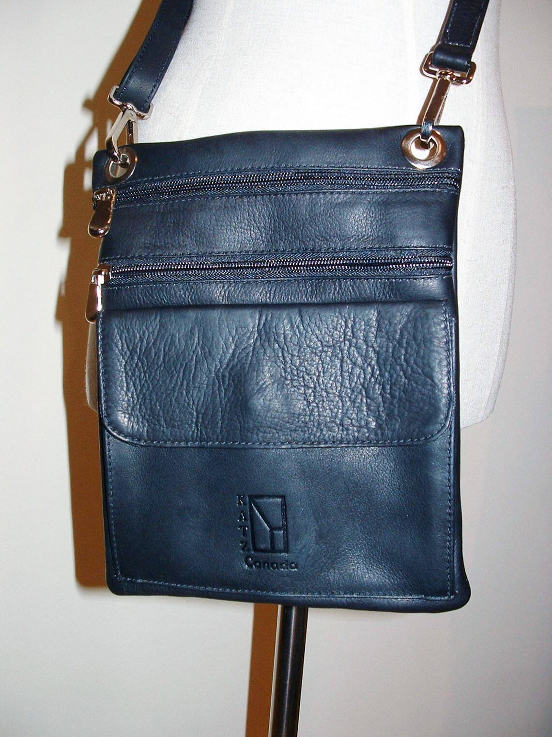 Small BLACK GENUINE LEATHER Crossbody Bag by Katz Women's Etsy