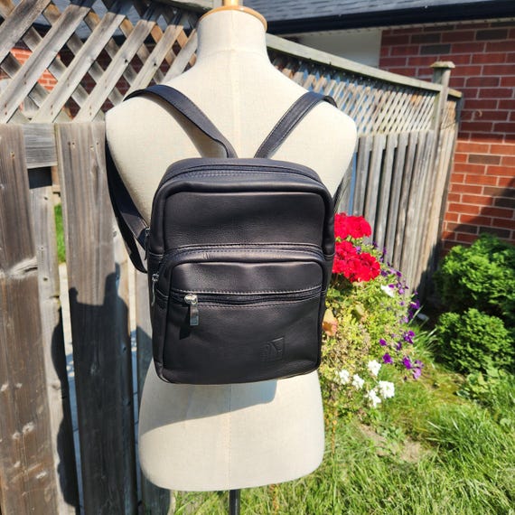 SMALL Schwarz LEDER RUCKSACK Tasche von Katz, Unisex Kleine