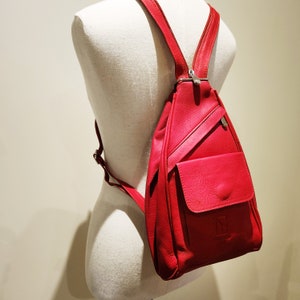 Petit sac à dos en cuir véritable rouge Katz pour femme, petit sac à dos marron clair, sac à main cadeau pour femme, sac à dos