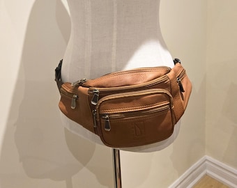 Large Genuine Leather Fanny Pack: Unisex Belt Pouch