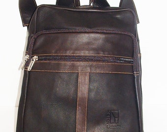 Genuine Leather Backpack, SUPER LIGHT and SOFT, Unisex , color Dark Brown, Handmade by Ben Katz Free Shipping to United States and Canada.