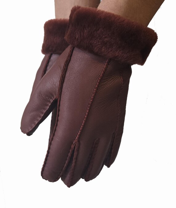Warme bordo weinrot Schaffell Lammfell Handschuhe Handmade groesse L fuer  Damen von Katz Leather - Etsy.de