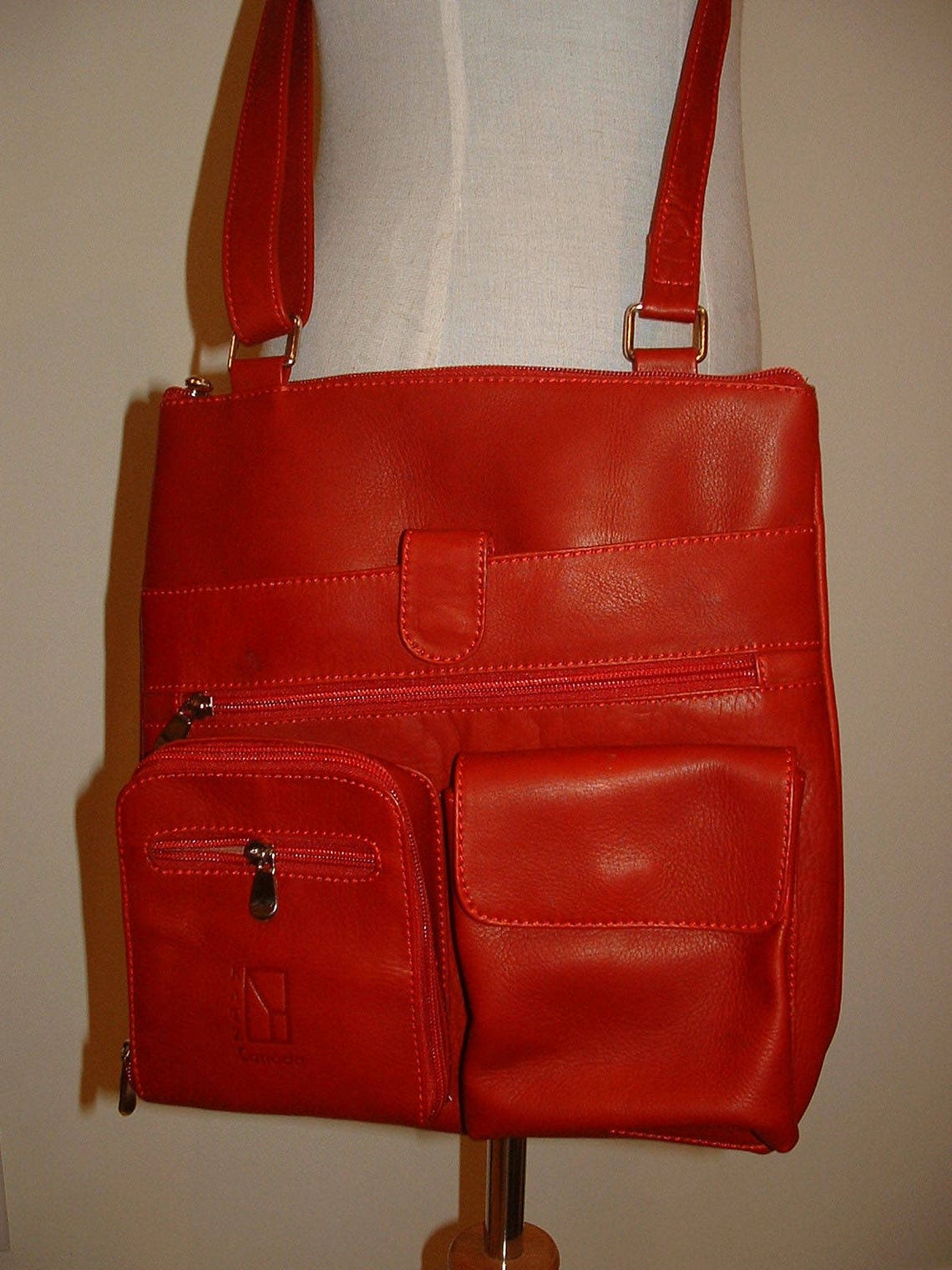 Genuine Leather Crossbody Messenger Bag Unisex Red Leather Etsy