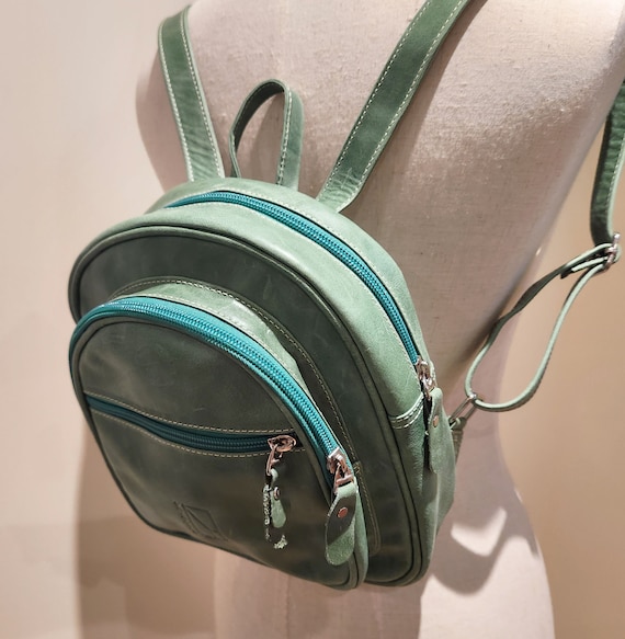 Small Pastel Pear Green LEATHER BACKPACK Woman Purse Bag Purple by Katz Women Mini Genuine Green Leather Bag Handmade Purse Gift for Women Etsy UK