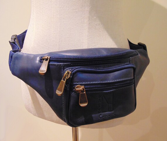 Genuine Blue Leather Waist Bag Hip Bag Fanny Pack Belt Bag | Etsy