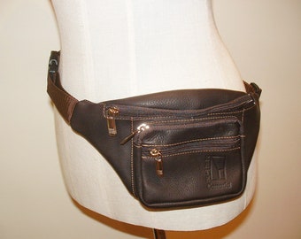 Genuine Leather Waist Bag Hip Bag Fanny pack Belt Bag Festival bag Made with Full Grain Leather by Katz Leather in Dark Brown color