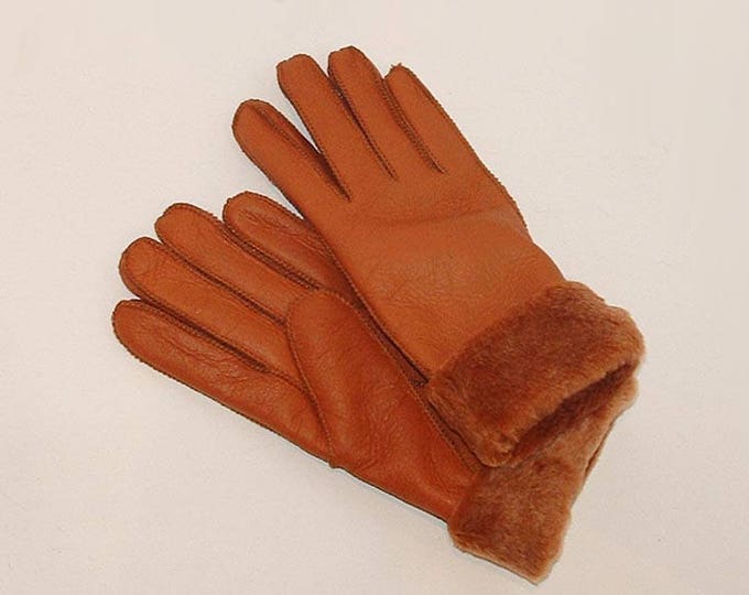 Warm Tan Sheepskin Shearling Gloves Handmade Size SM Etsy