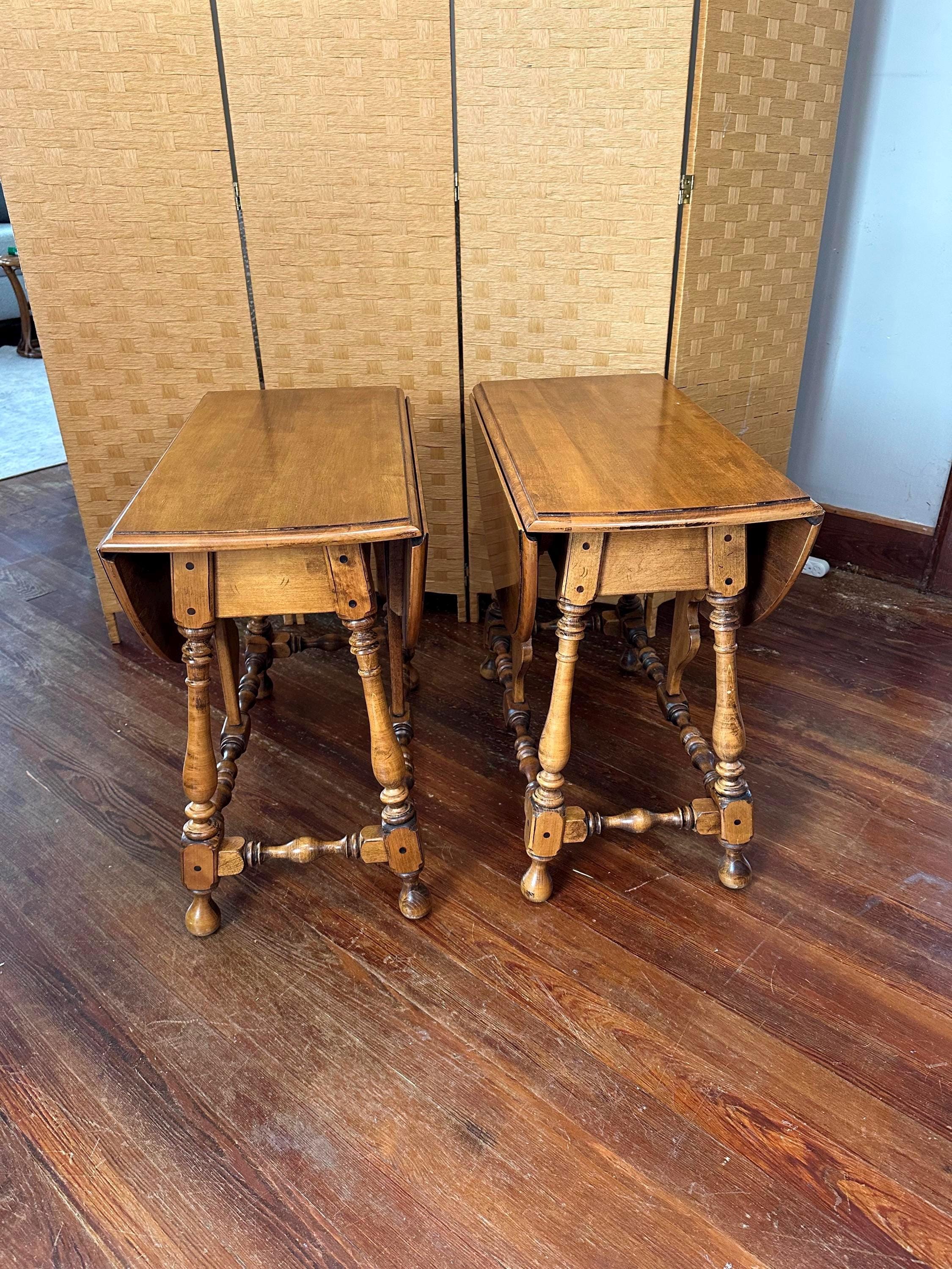 Ethan Allen maple drop leaf side tables , Solid wood side tables, Vintage side tables, Set of two side tables