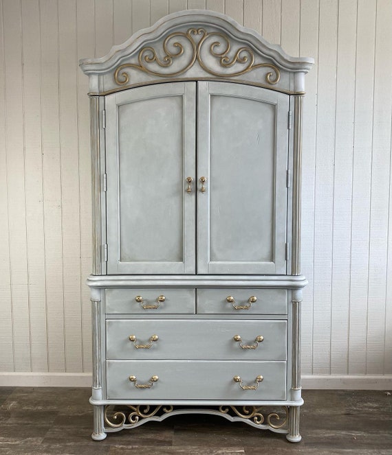 Painted Armoire Armoire Coffee Bar Bedroom Furniture Etsy
