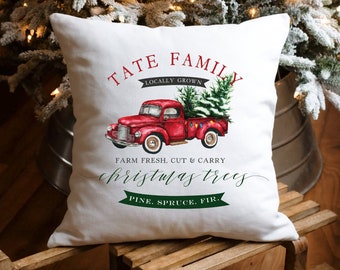 PERSONALIZED Vintage Antique Christmas Truck Pillow * Custom Christmas Gift * Holiday Housewarming * Christmas Tree Decor * Christmas Truck